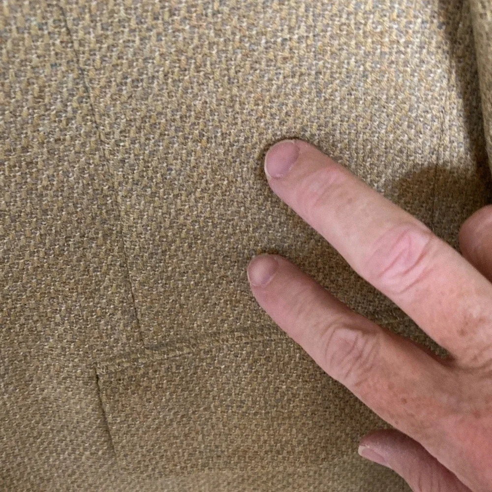 Tom James Bespoke Mens Filo A Mano 2 Button Blazer Size 50R‎ Tan Grey Bronze